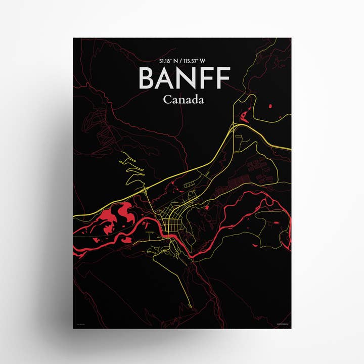 Póster del mapa de Banff para venta al por mayor de OurPoster.com