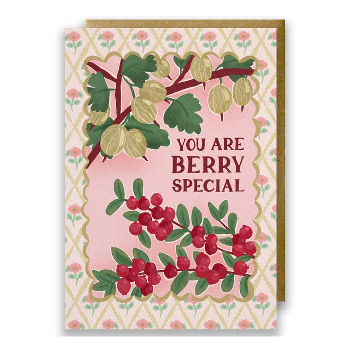English Berries Fruit Greeting Card - You Are Berry Special for wholesale by Jessie Maeve Studio