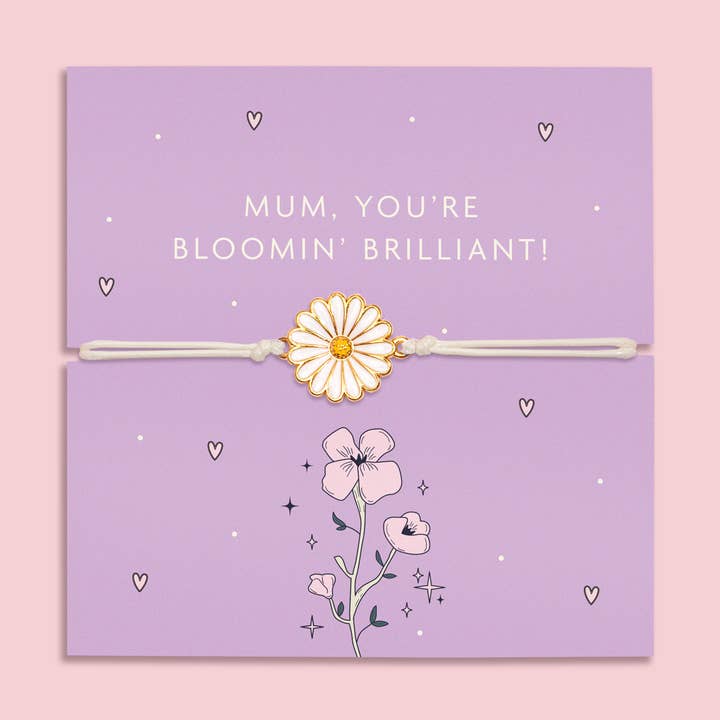 Bloomin You're Bloomin Brilliant Daisy Bracelet for wholesale by Letterbox Love Bracelets