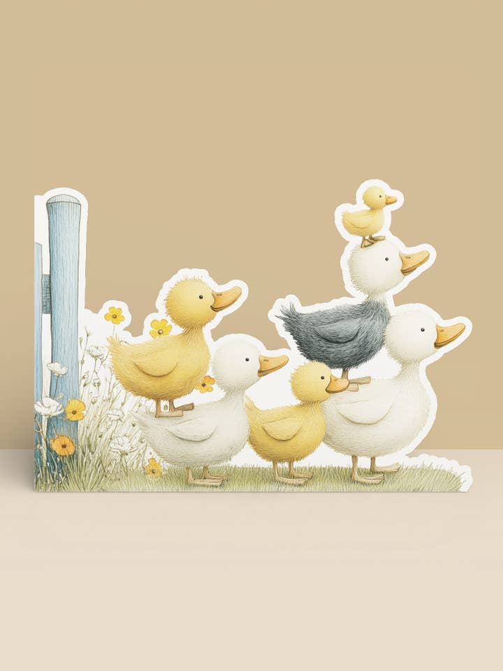 Farm Greeting Card, Die-cut: 'The Little Ducklings' for wholesale by Under the Oak Tree