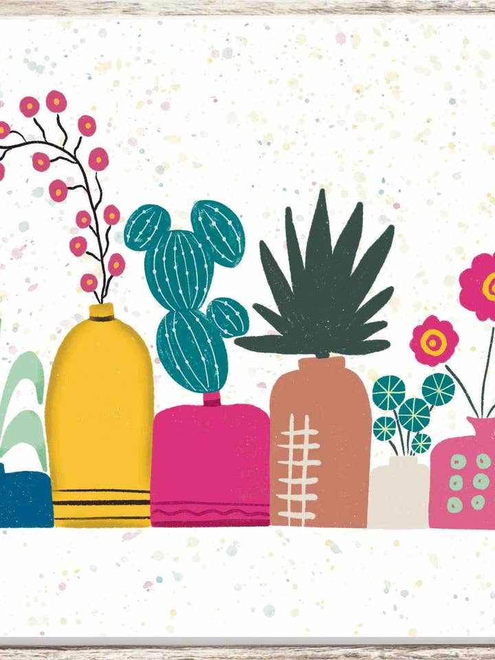 Colorful Vases Art Print for wholesale by Julia Frost Art