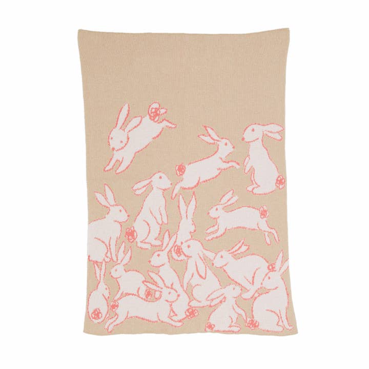 Couverture en tricot de coton pour bébé - Lapins pour la vente par In2Green