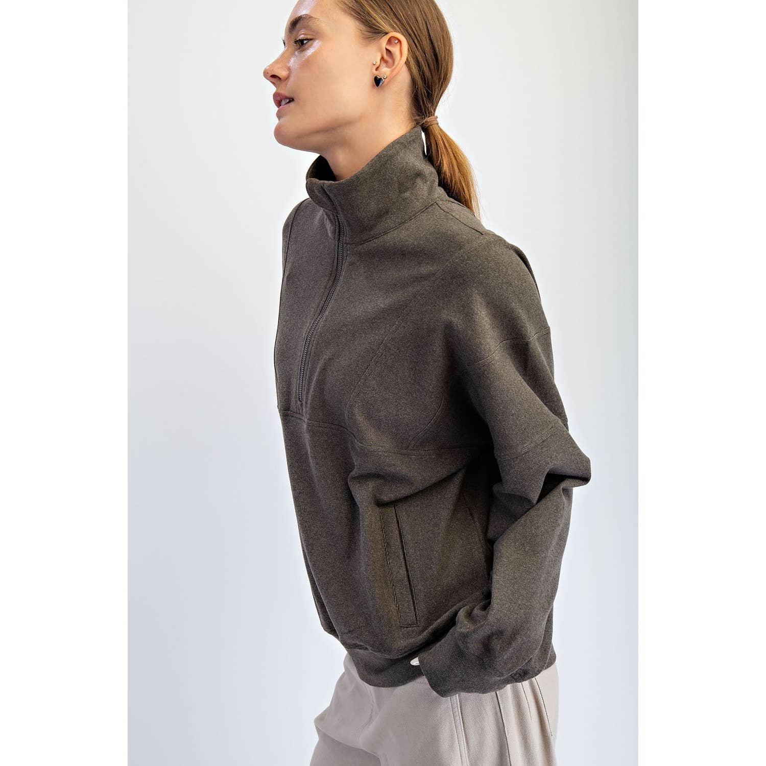 Rae Mode - Wholesale Lounge Top - Women's - BRUSHED RIB QUARTER ZIP PULLOVER13
