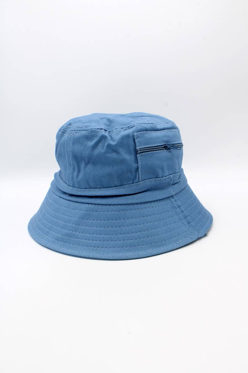 Hologramme Paris - Wholesale Bucket Hat - Unisex - Plain Cotton Classic Bucket Hat with Zip12