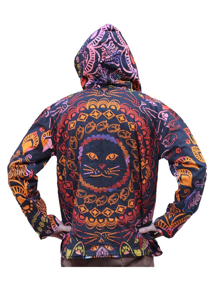 Felpa con cappuccio reversibile foderata in pile - Gatti colorati per la vendita all'ingrosso da parte di Sunshine Joy