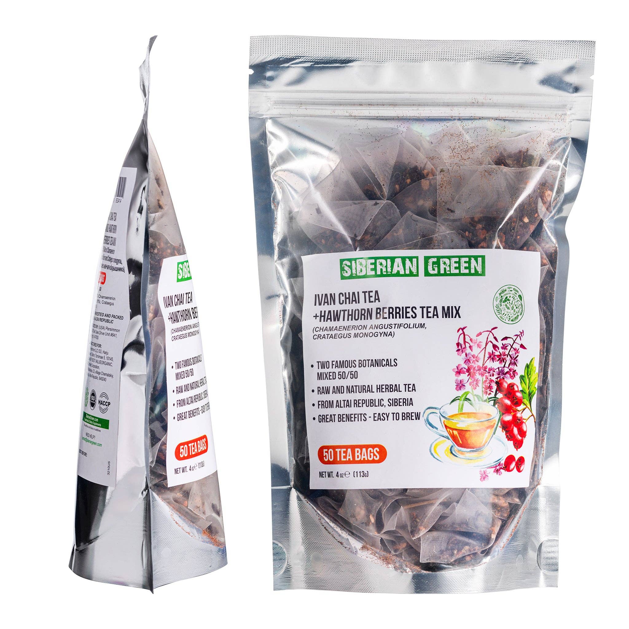 SiberianGreen - Wholesale Tea Bags - Siberian Hawthorn Berry Green Ivan Chai Tea - 50 Tea Bags7