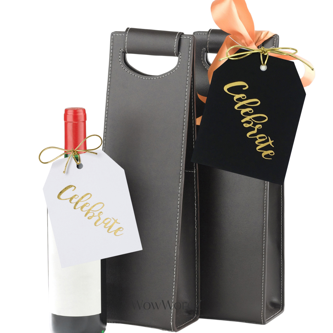 WowWordZ - Wholesale Gift Tag - Celebrate Gift Tags – Gold Foil – Black or White – Set of 103