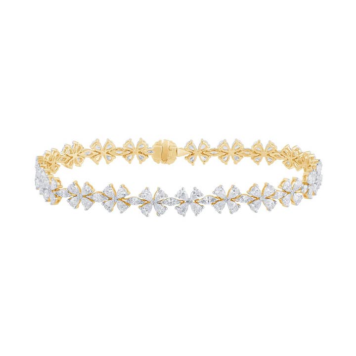 4.07 CTW Marquise & Pear Cut VS Lab Grown Gold Bracelet 14Kt for wholesale by White Rock