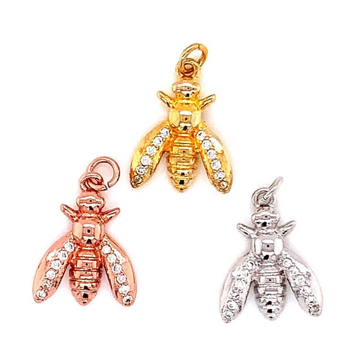 Dainty Gold Bumble Bee Charm, Tiny Silver Bumble Bee Pendant For Necklace, Boho Charms, Queen B Charm For Jewelry Making, DIY Bulk Insect Charms for wholesale by The Bead Bazaar