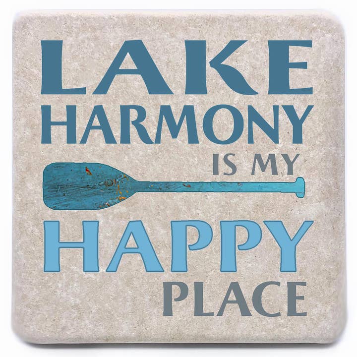 Lake Harmony is my Happy Place Coaster "or your text" for wholesale by Noomoon