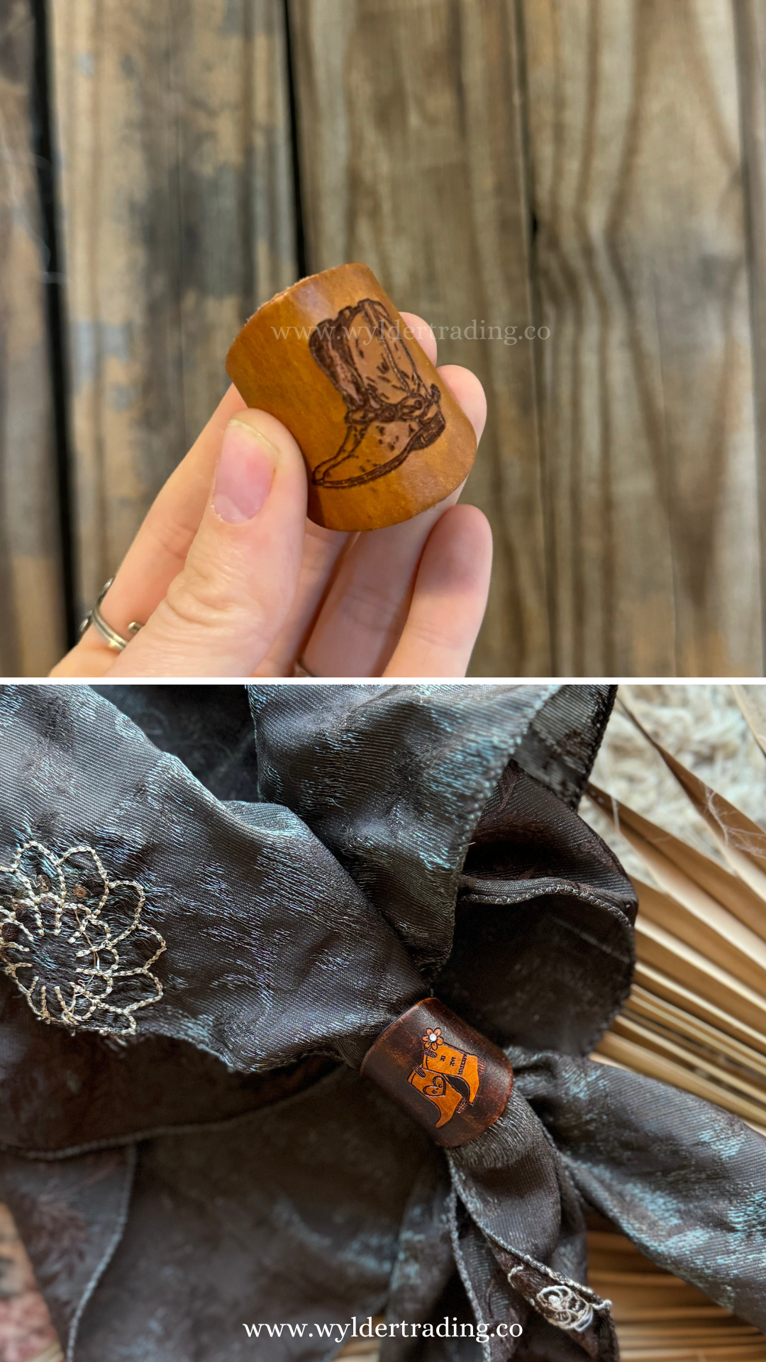 Wylder Trading Company - Wholesale Scarf Clip - Women's - Leather Bolo Scarf Slide 10+ | CUSTOM Logo or Wedding Favor5