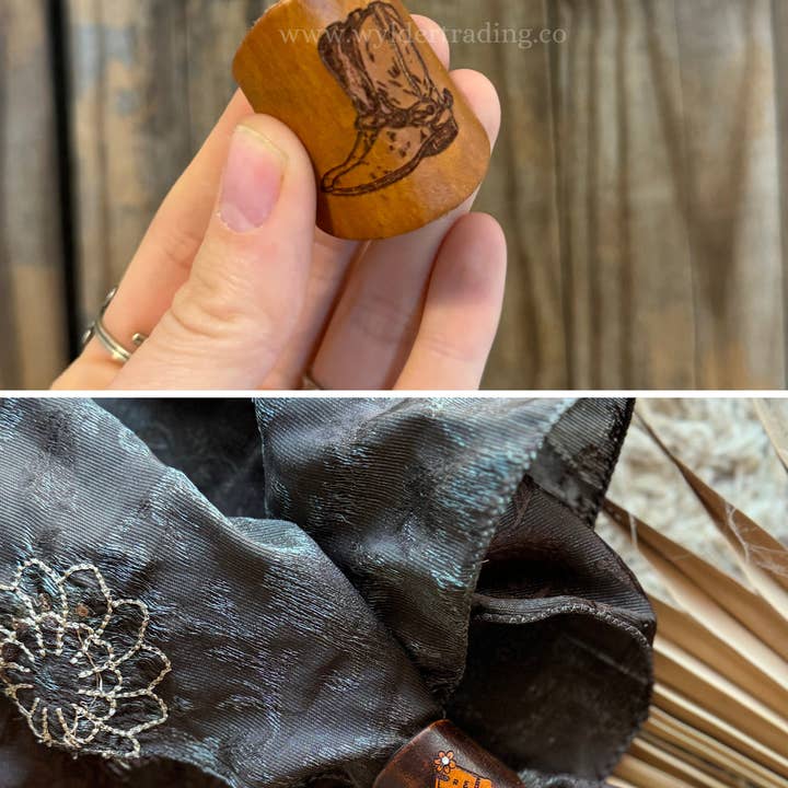 Wylder Trading Company - Wholesale Scarf Clip - Women's - Leather Bolo Scarf Slide 10+ | CUSTOM Logo or Wedding Favor5