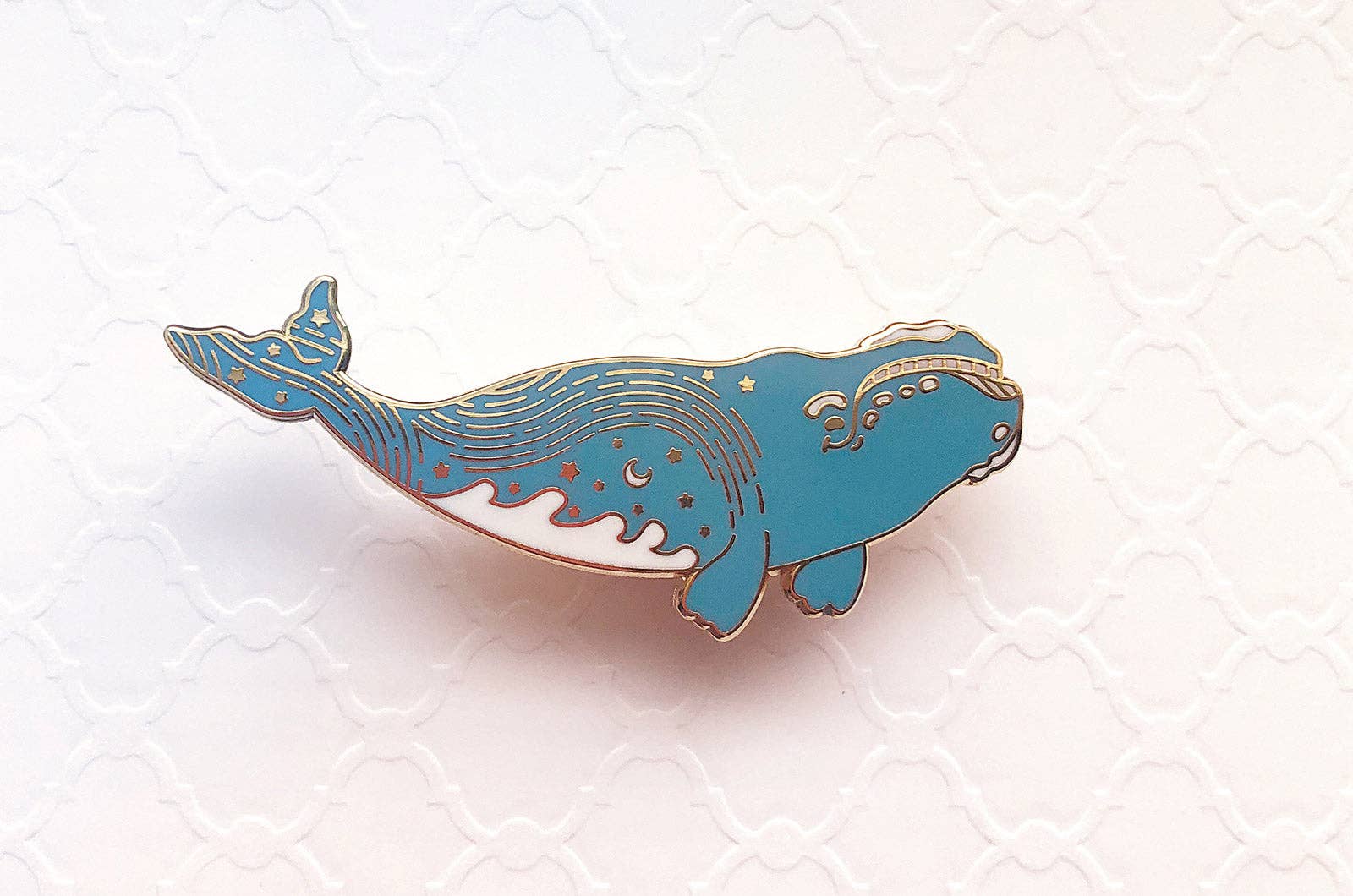 Alum and Ink - Wholesale Lapel Pin/Button - Star Trails Right Whale (Pathways Through the Stars) Pin2