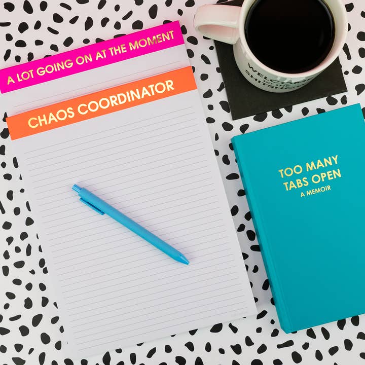Chez Gagné - Wholesale Notepad - Chaos Coordinator - Large Memo Lined Notepad - Neon Orange - 65 perforated pages - 10x82