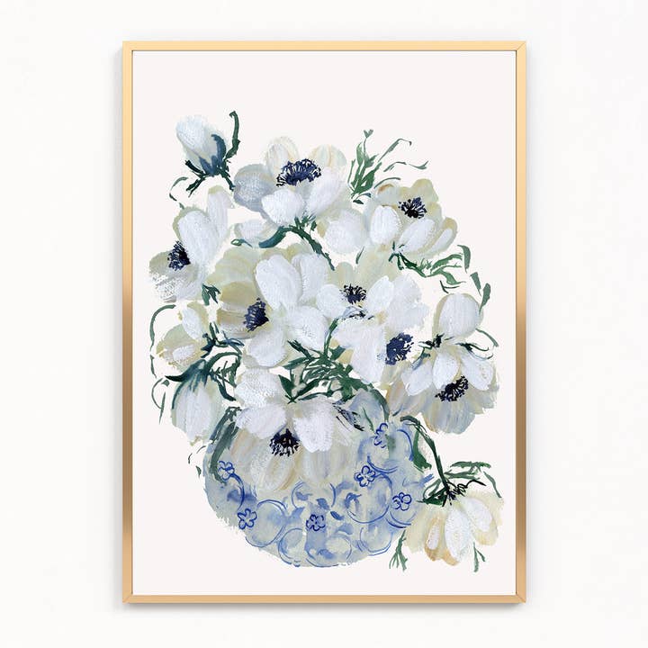 Anemoner i en vas | Akvarellkonsttryck för wholesale av Ramya Art Design
