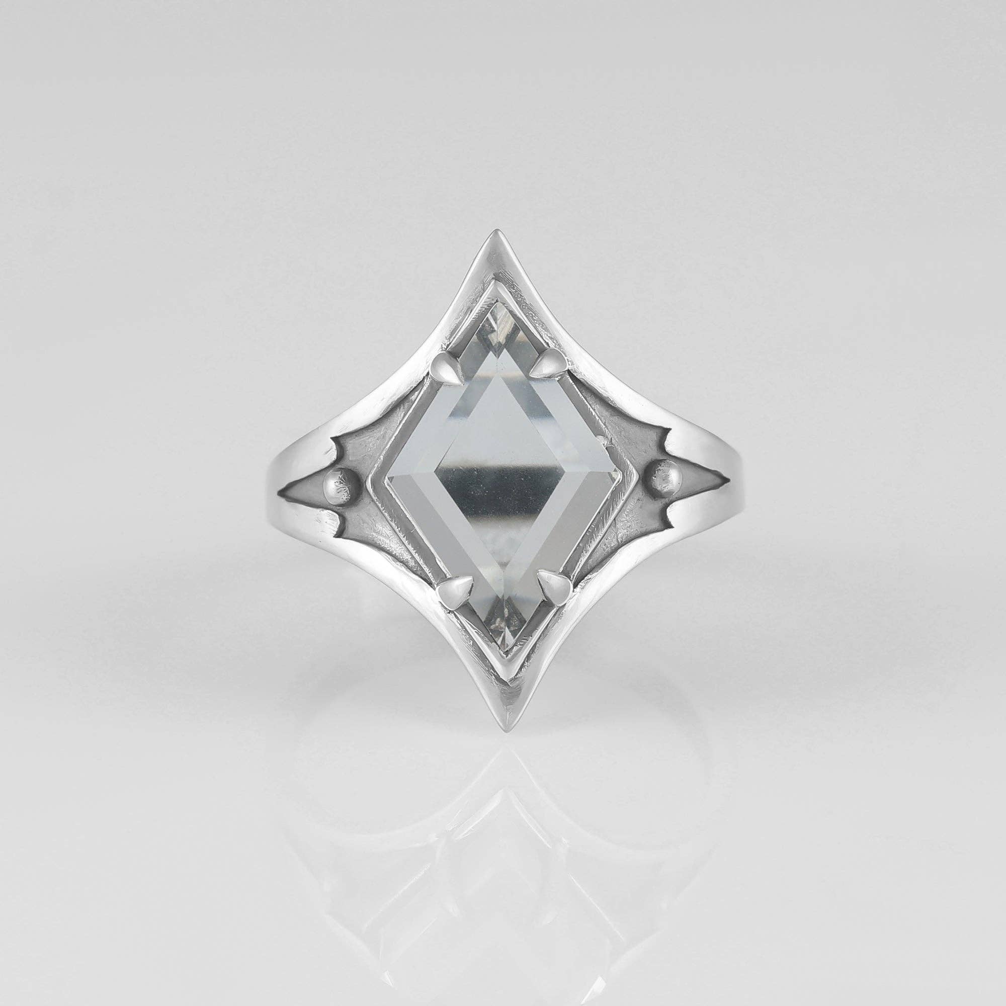 Acid Queen Jewelry – wholesale Cocktail/statement ring – Grounded Ring W/ Faceted Quartz4