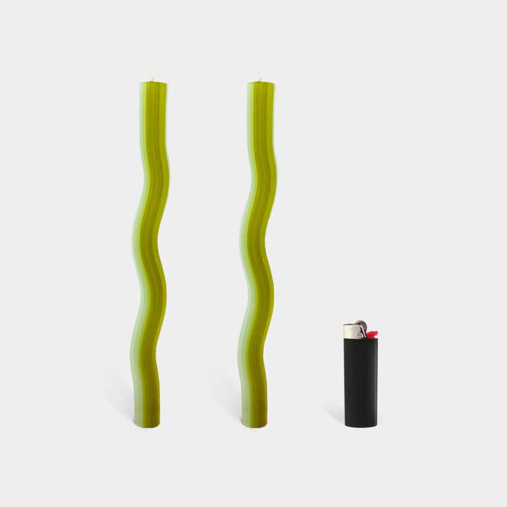 54 Celsius - Vente Bougies/bougeoirs coniques - Bougies ondulantes vertes (lot de 2) - Bougies effilées vibrantes de 28 cm4