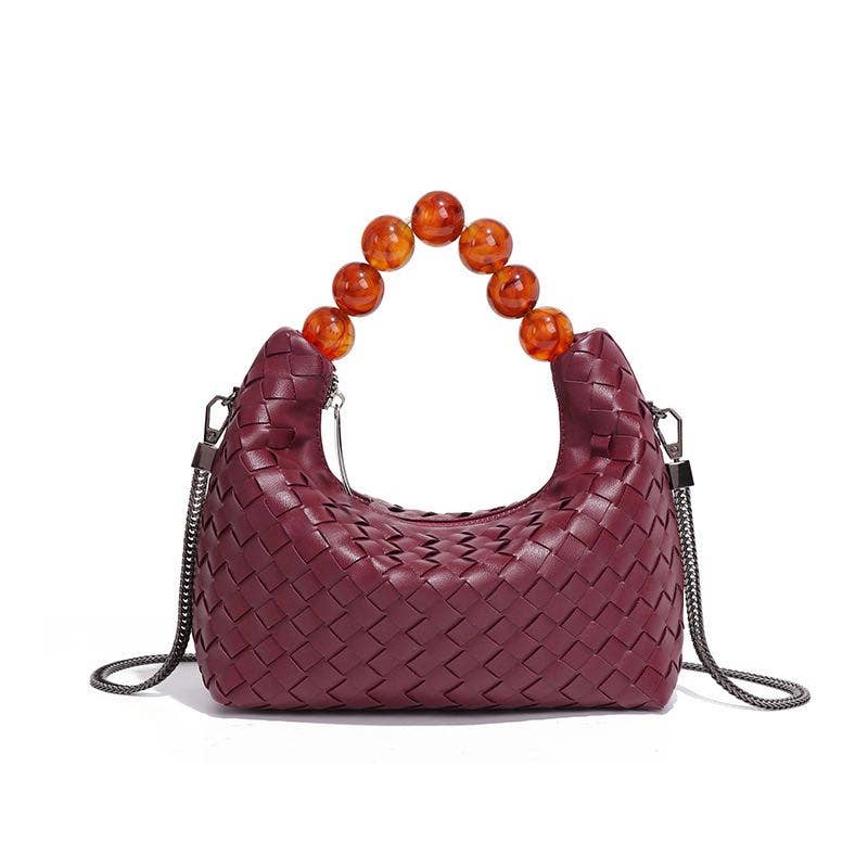 PEACH ACCESSORIES - Wholesale Shoulder Bag - Women's - Woven Tote Bag with Beaded Handle B22073