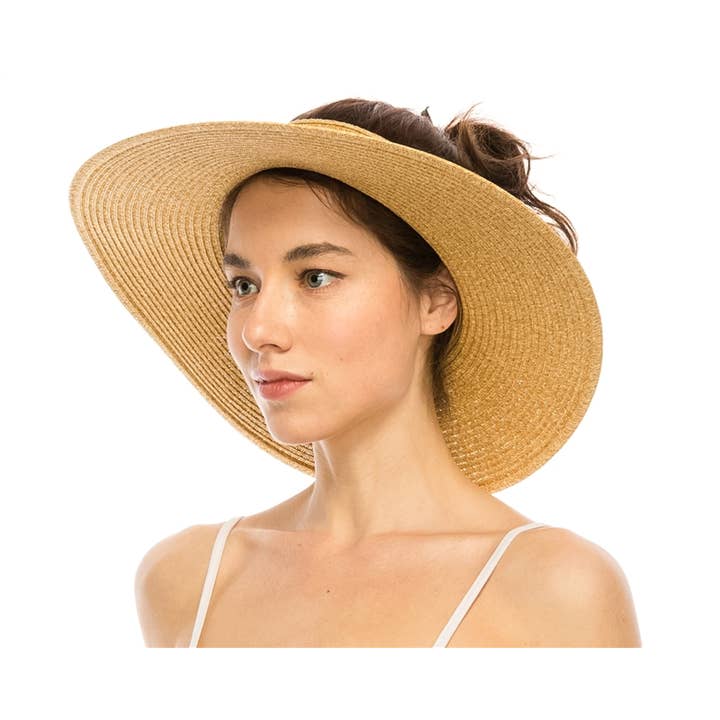 DNMC - Wholesale Visor - Women's - Crownless Straw Sun Visor1