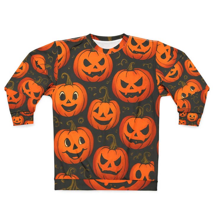 Halloween Sweatshirt, Pumpkin Print Pullover for Fall, Cozy apparel for wholesale by Digital Chaotik