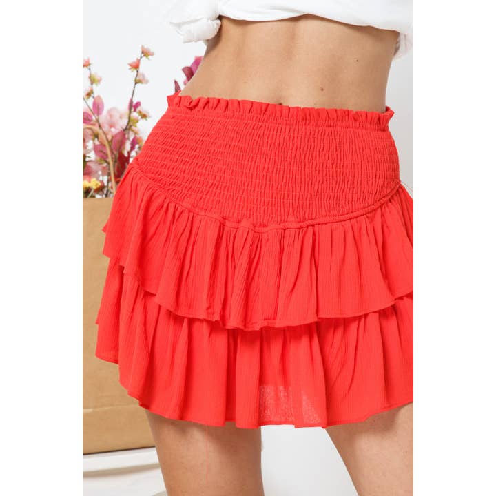 RUFFLE SMOCKED MINI SKORT for wholesale by Apolline