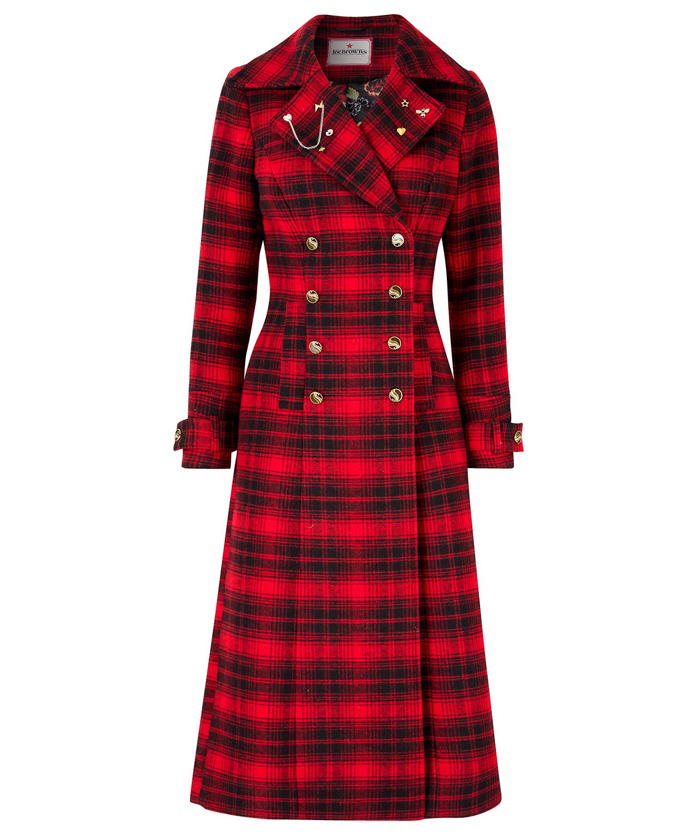 Red Suzi Check Maxi Coat for wholesale on Faire1