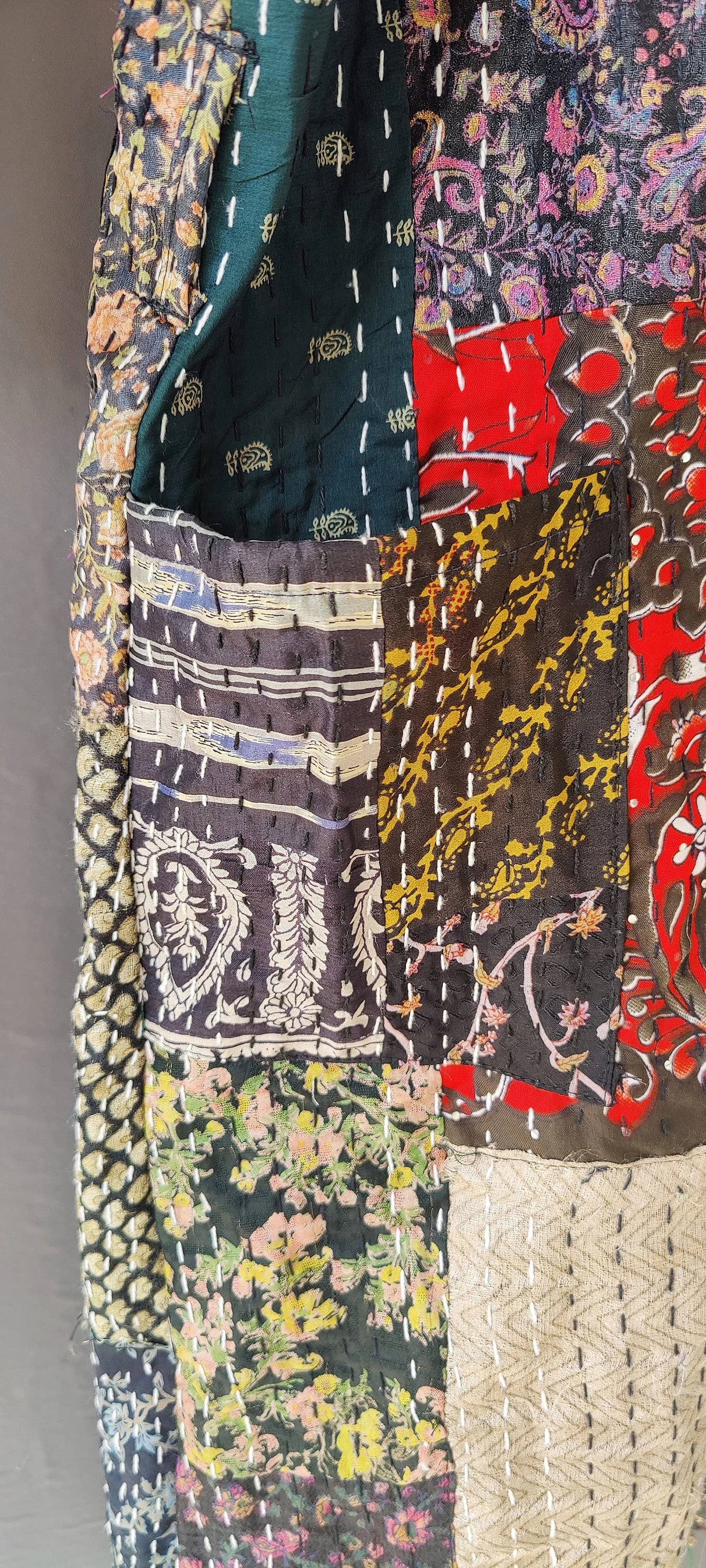 bhavnas boutique - Wholesale Kimono - Women's - Kantha quilt jacket Women Wear Silk Patchwork Long Kimono1