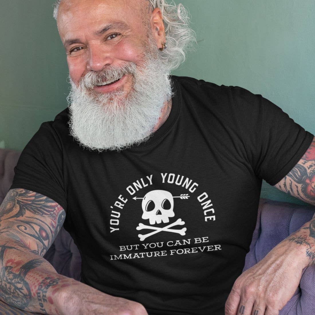 Suzy Swede - Wholesale Screen Printed T-Shirt - Unisex - Only Young Once Immature Forever | Funny Smart Ass Hilarious0