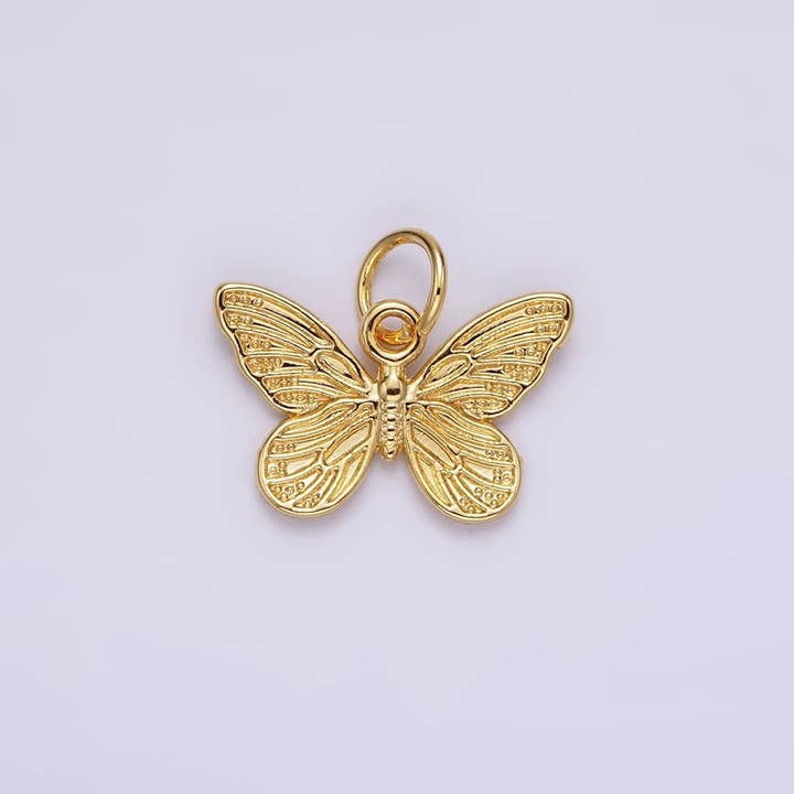 Aim Eternal - Wholesale Individual Charm/Pendant - 14K Gold Filled Textured Butterfly Mariposa Insect Animal Add-On Charm | AG406