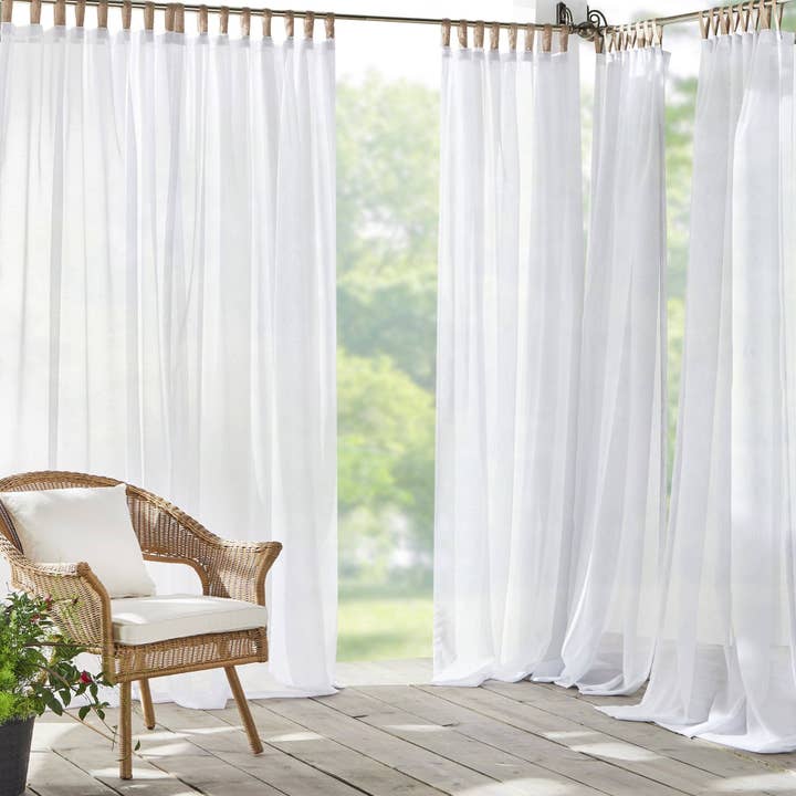 Darien Solid Indoor/Outdoor Sheer Tab Top Window Curtain Panel for wholesale by Threadmade Home