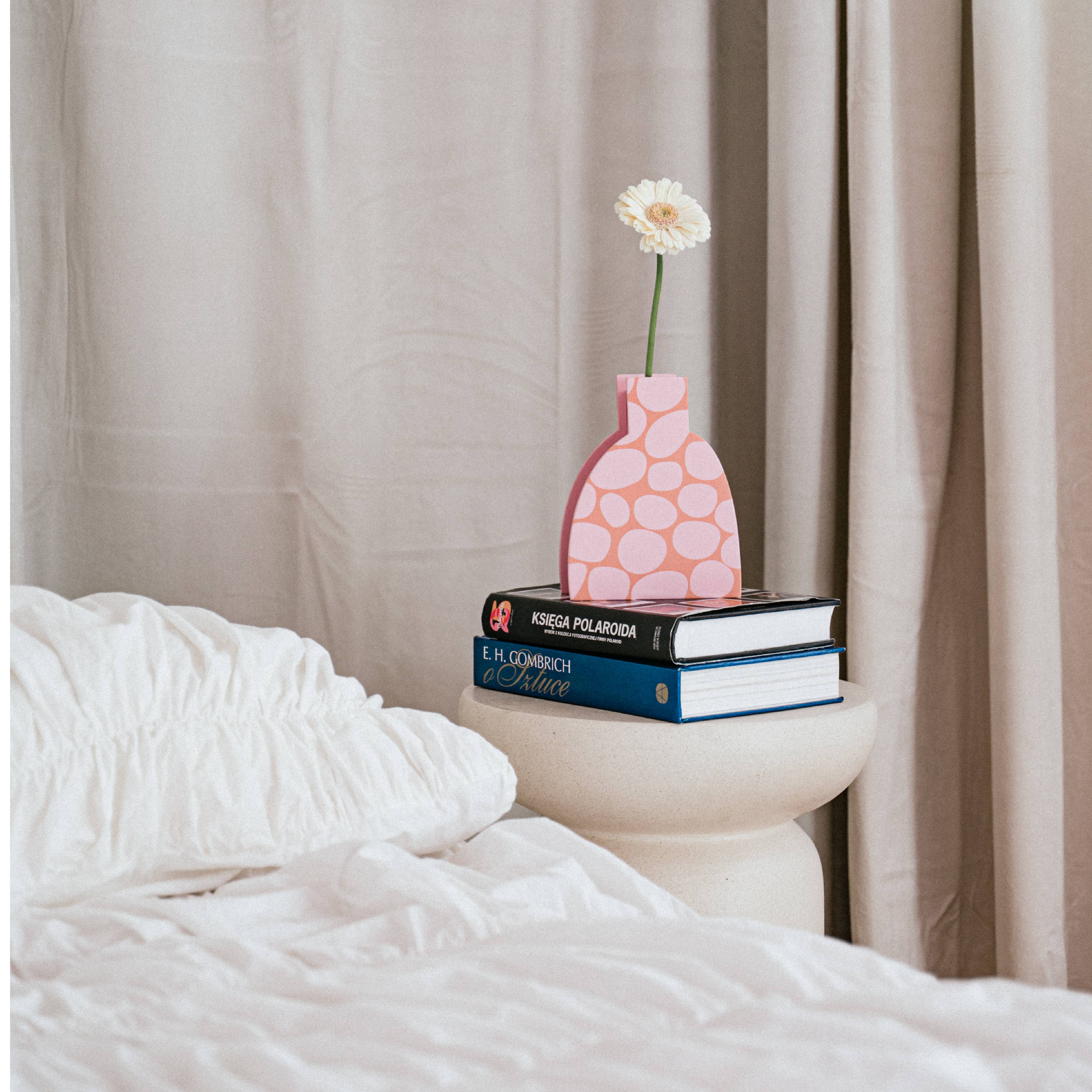 milin - Wholesale Vase - Home wooden vase, housewarming gift, table decor PINK STONES1