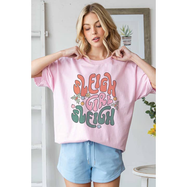SLEIGH GIRL SLEIGH Oversized Graphic Tee for wholesale by BLUME & CO.