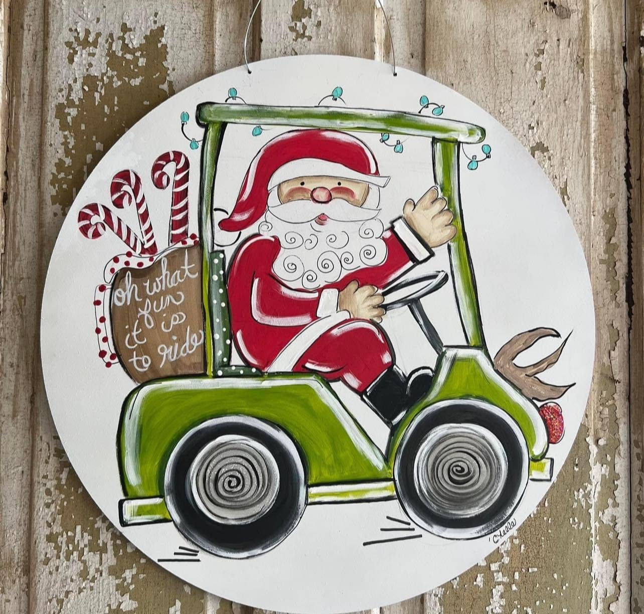 The Happy Butterfly – wholesale Dörrhängare – Dörrhängare: Jul, tomten på en golfbil1