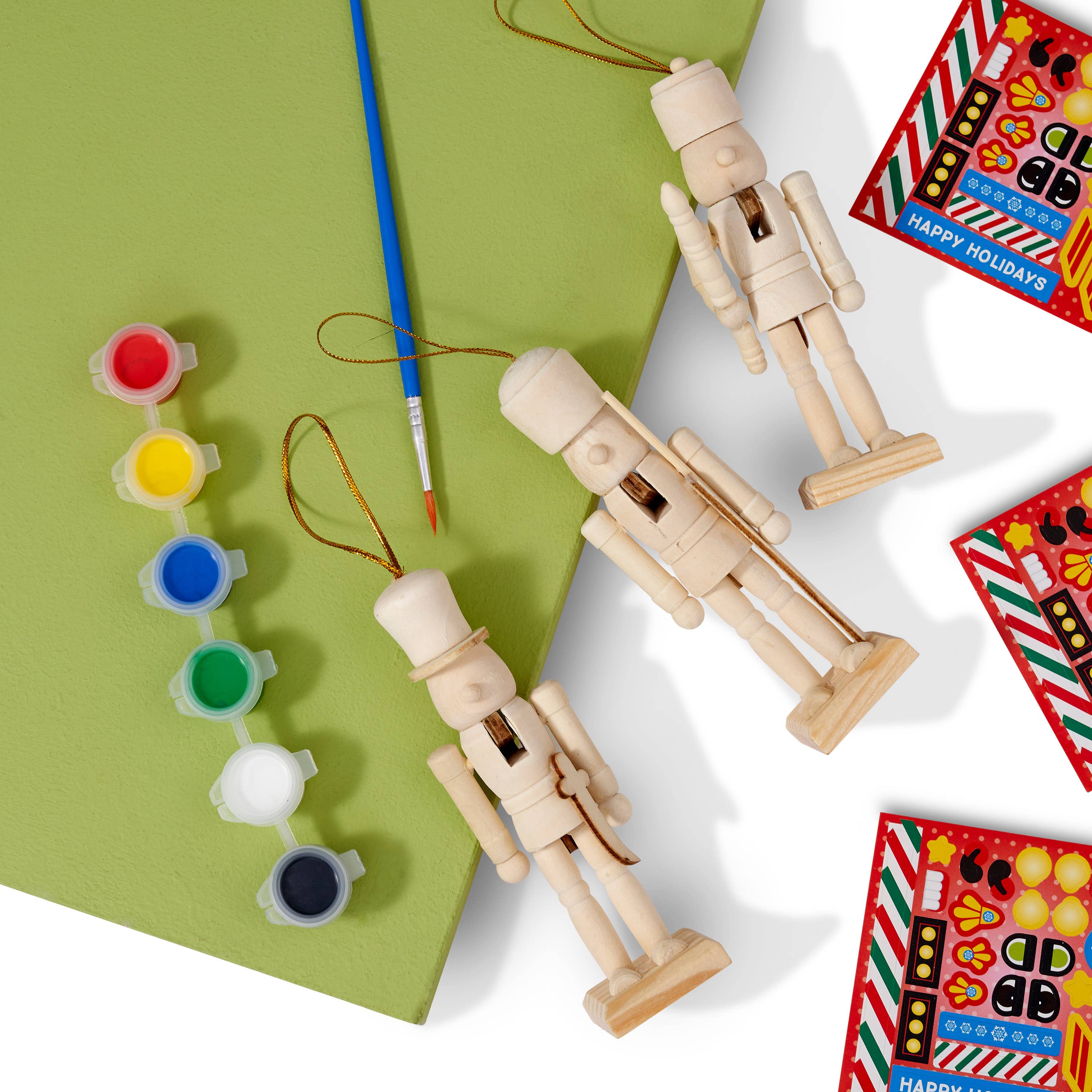 The Twiddlers - Vendita all'ingrosso Kit per lavoretti fai da te - Bambini - Set di 6 schiaccianoci di Natale in legno da 13 cm da dipingere3