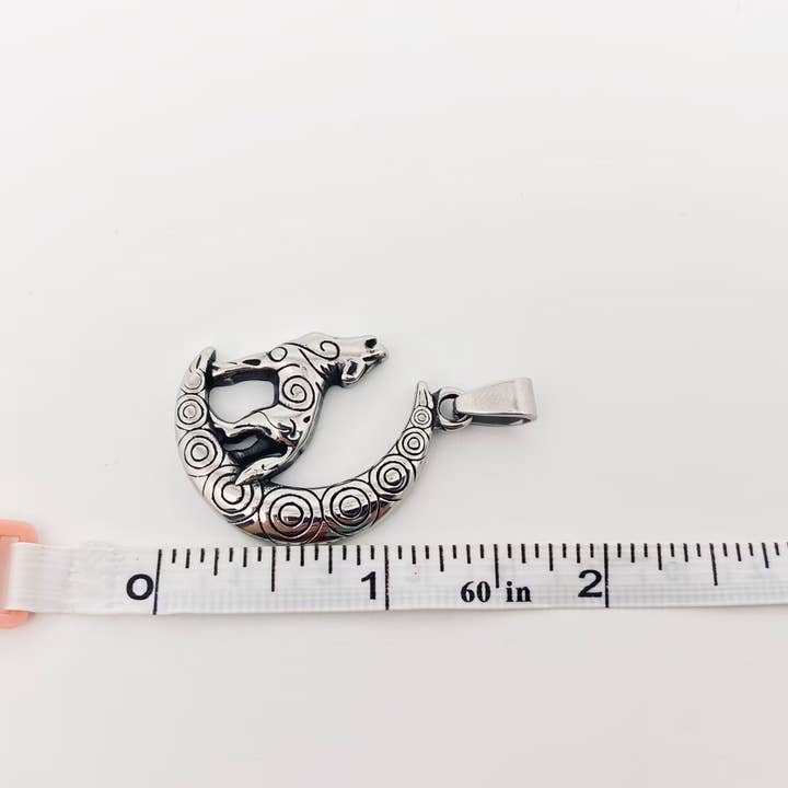Mio Queena - Wholesale Craft Supplies - Stainless Steel Moon Wolf Pendant - MJ/MNP