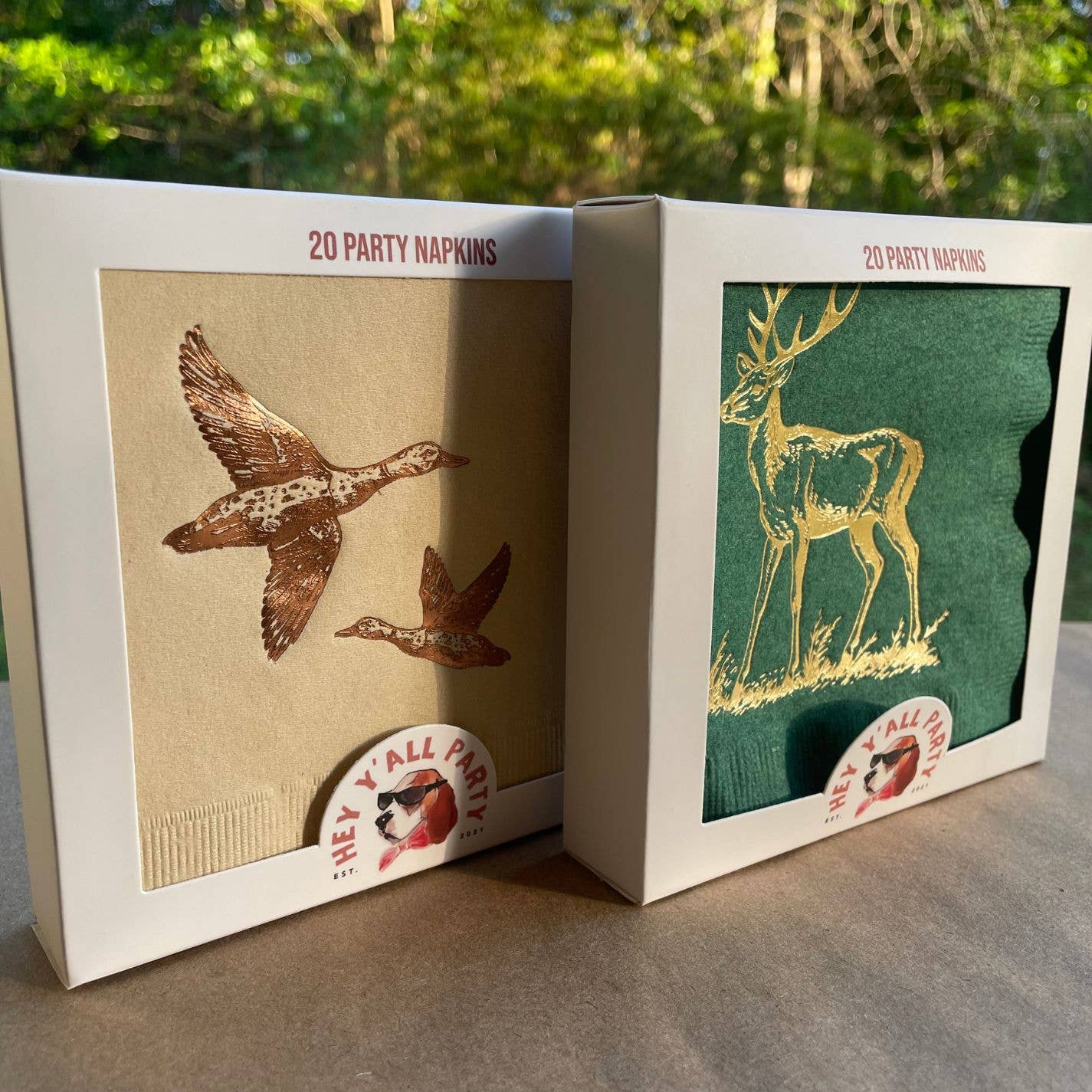 Hey Y'all Party - Wholesale Disposable Napkin - Ducks Gold Foil on Taupe Party Napkins4