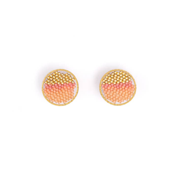 Mayana Designs Co - Wholesale Stud/Post Earrings - Beaded Handwoven Sweet Tart Stud Earrings (Aqua)