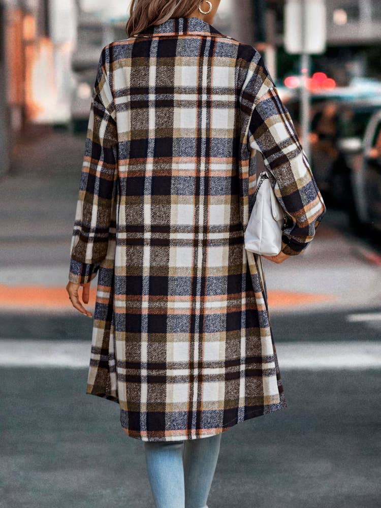 eLook - Wholesale Coat - Women's - SZ1-JK8211 Plaid Button Down Long Coat58