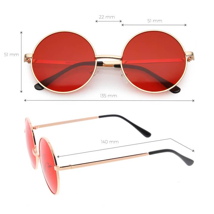 SPARE-SPECS, LLC - Wholesale Sunglasses - Women's - Retro Hippie Round Color Tone Metal Sunglasses 98923