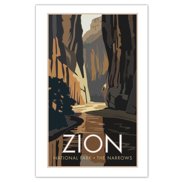 Parque Nacional de Zion (The Narrows), Utah - Cartaz por atacado de Travel Posters by M&W Design Co.