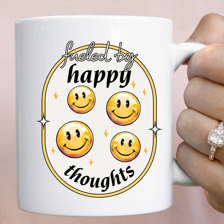 Caneca de Saúde Mental Alimentada por Pensamentos Felizes por atacado de Hello Gorgeous Mugs