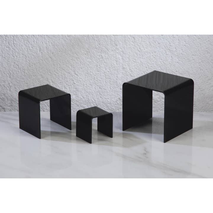 Tripar International - Wholesale Desk riser - Square Black Acrylic Risers3