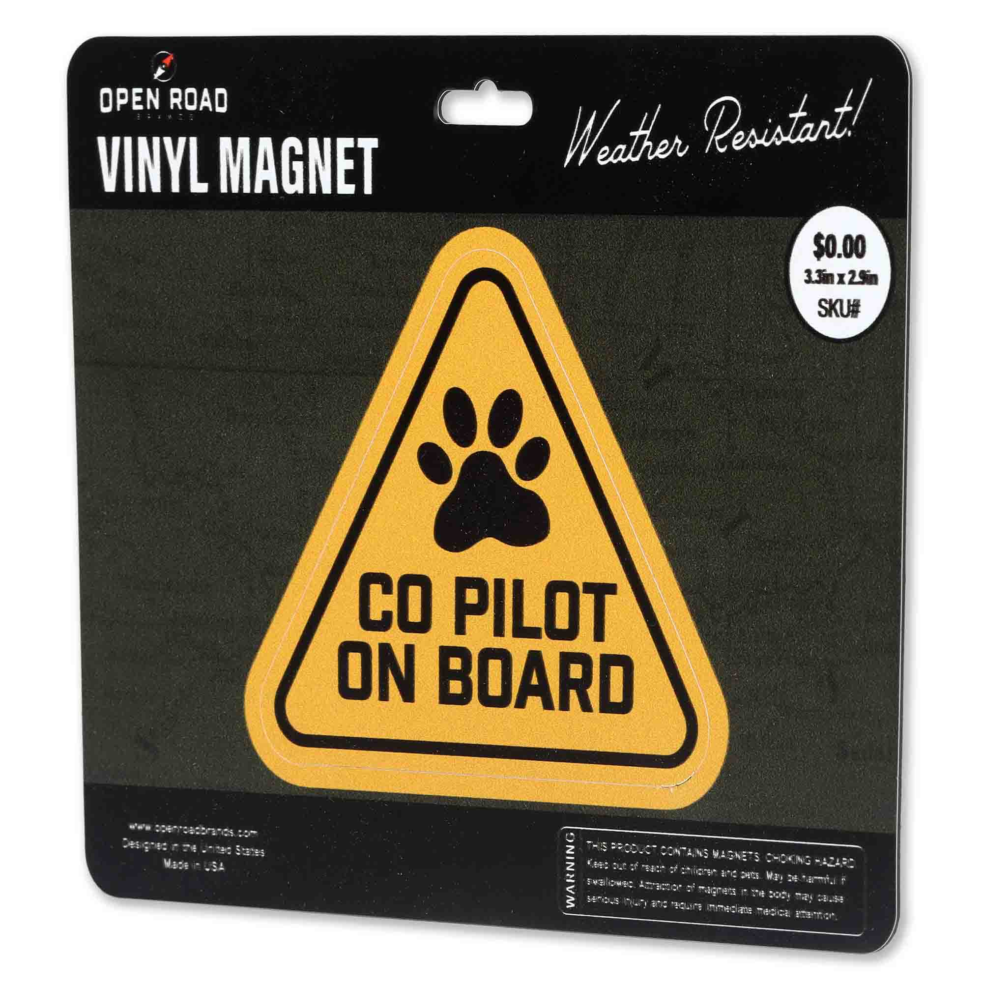 Open Road Brands, LLC - Vente Aimants - Aimant en vinyle Co-Pilot on Board Dog Paw1