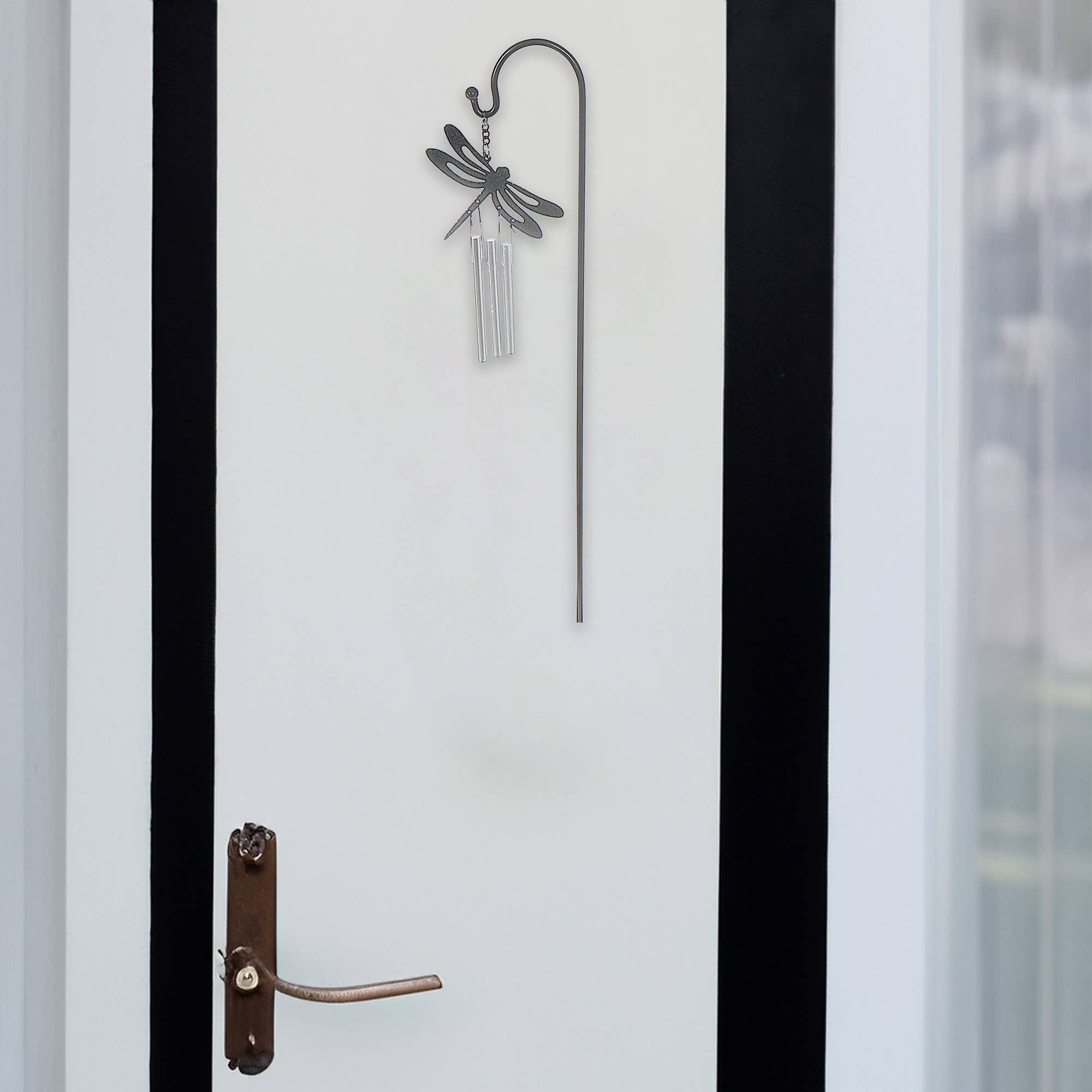 Silver 18" Mini Garden Stake Chime Dragonfly for wholesale on Faire1