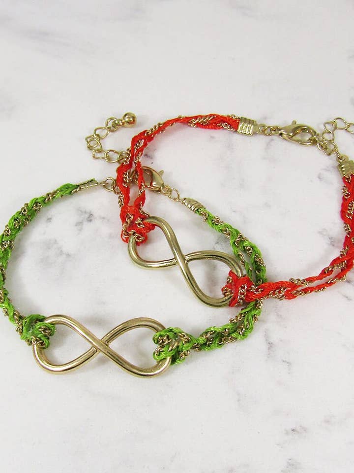 Infinity Charm Cotton Cord Chain Braided Bracelet for wholesale by TheTizana