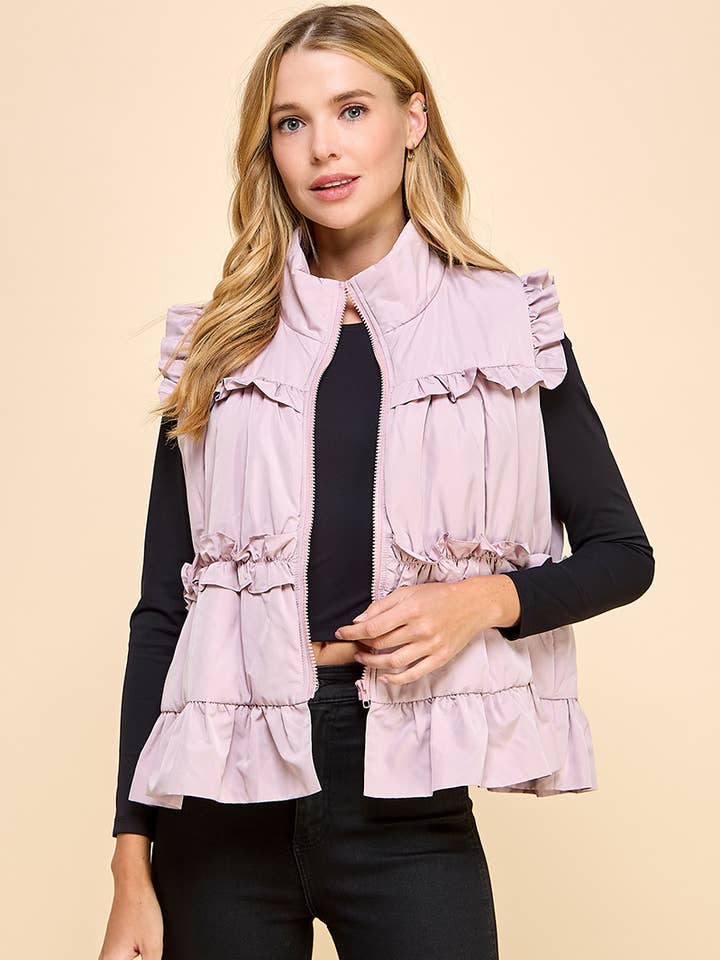 CV1240-Ruffle Trim Back Bow Detail Vest for wholesale by TCEC