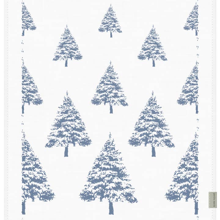Fir Tree White Linen Tea Towel for wholesale by Petits Mots