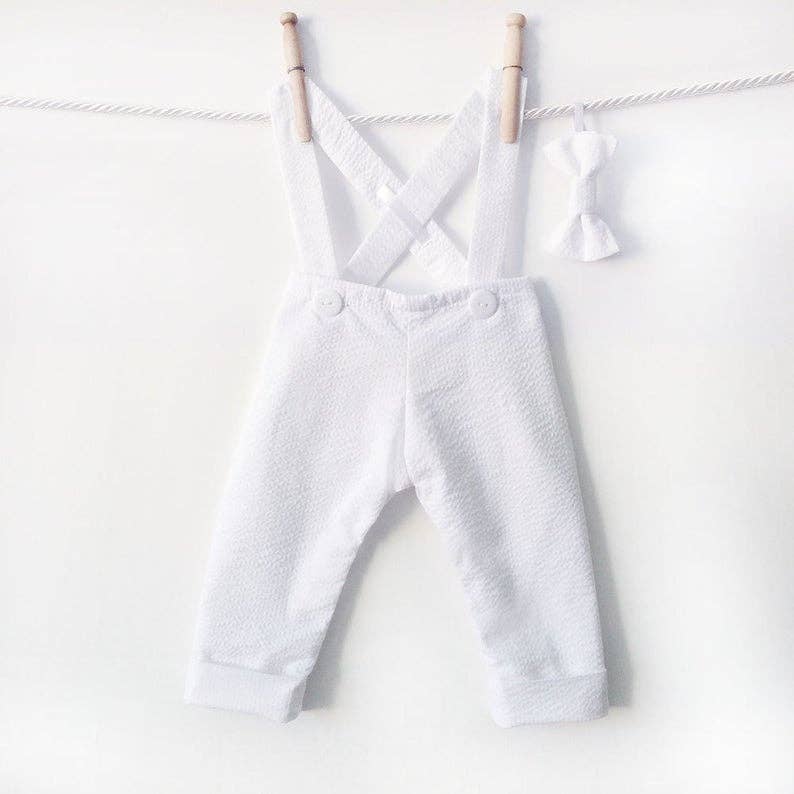 Mabel - Wholesale Clothing Set - Baby - white seersucker longalls0