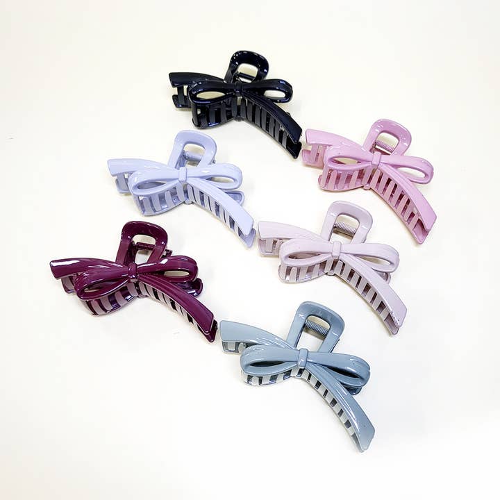 Glossy Color Ribbon Shape Hair Claw Clip for wholesale on Faire