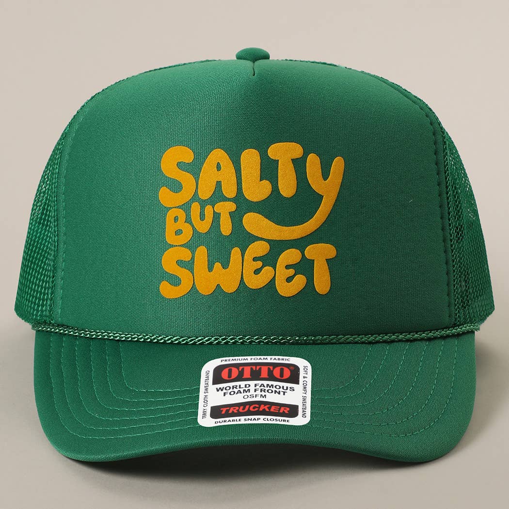 Fashion City - Wholesale Trucker Hat - Unisex - Salty But Sweet Text Logo Printed Mesh Back Trucker Hat42